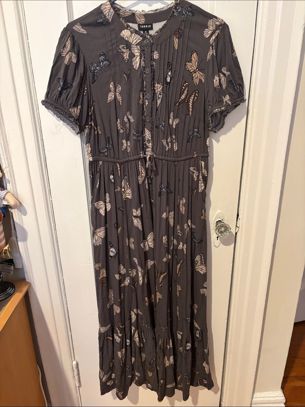 Torrid Butterfly Maxi Stretch Challis Pintuck Tiered Dress